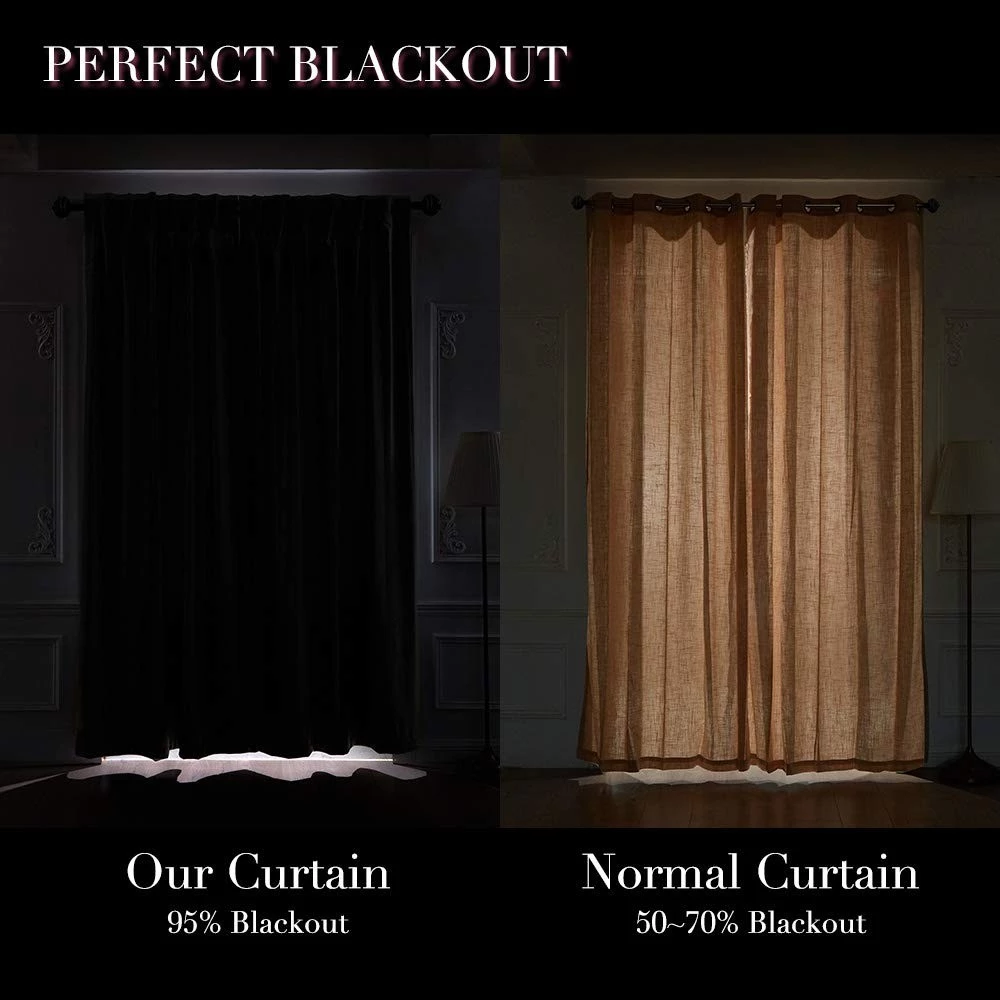 140×220cm Full Shading Curtain Super Soundproof Heat Insulation 100% Blackout Curtain
