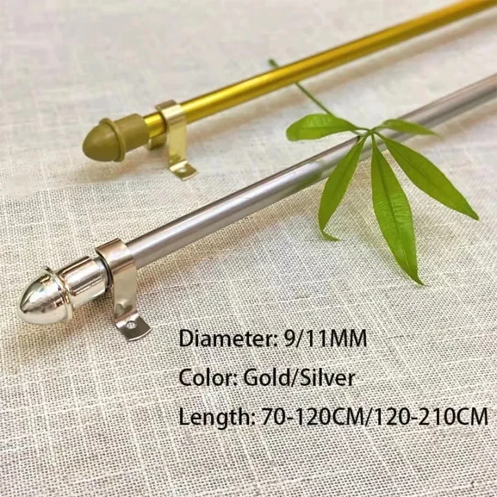 Adjustable Curtain Rod Extendable 70-120cm 120-210cm Gold Silver Durable Aluminum for Window