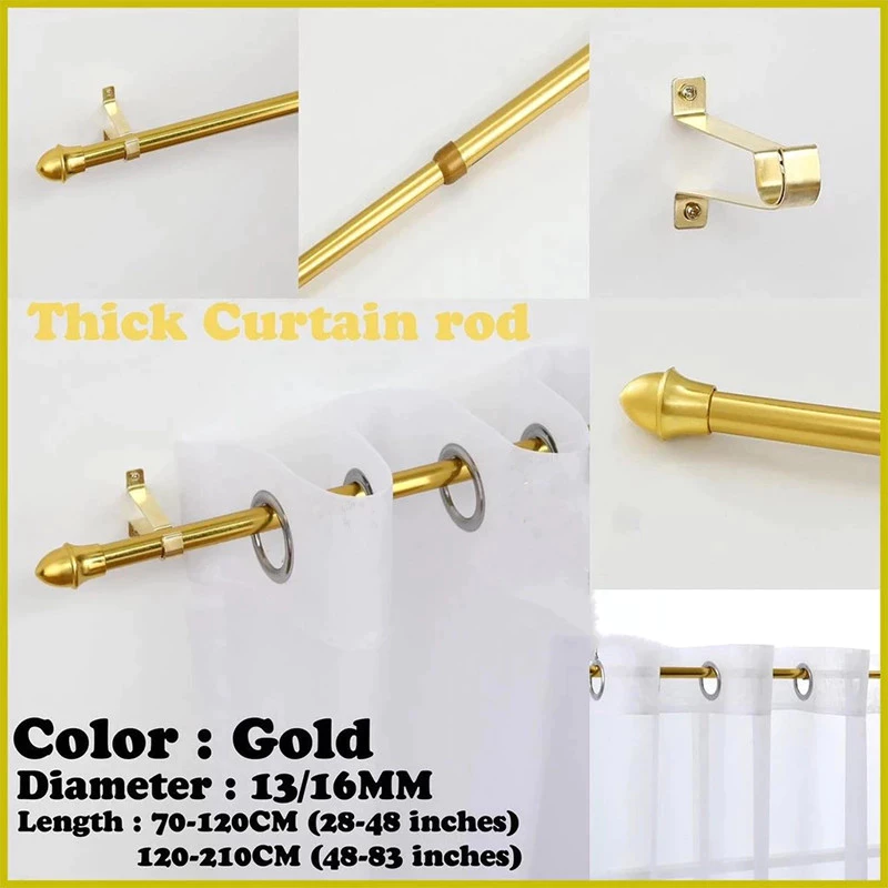 Adjustable Curtain Rod Extendable 70-120cm 120-210cm Gold Silver Durable Aluminum for Window